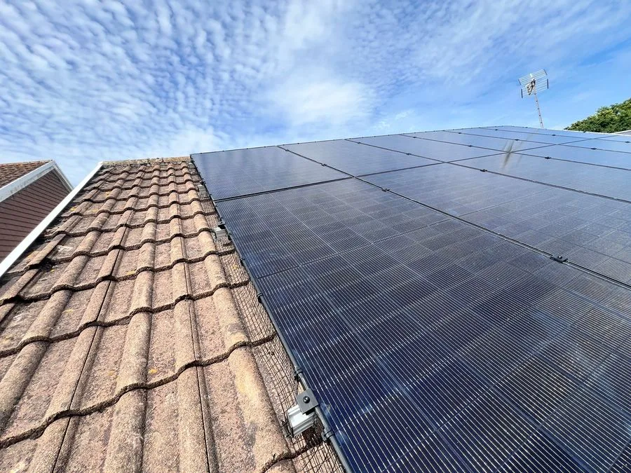 Solar panel installation on a roof in Falmouth, Cornwall